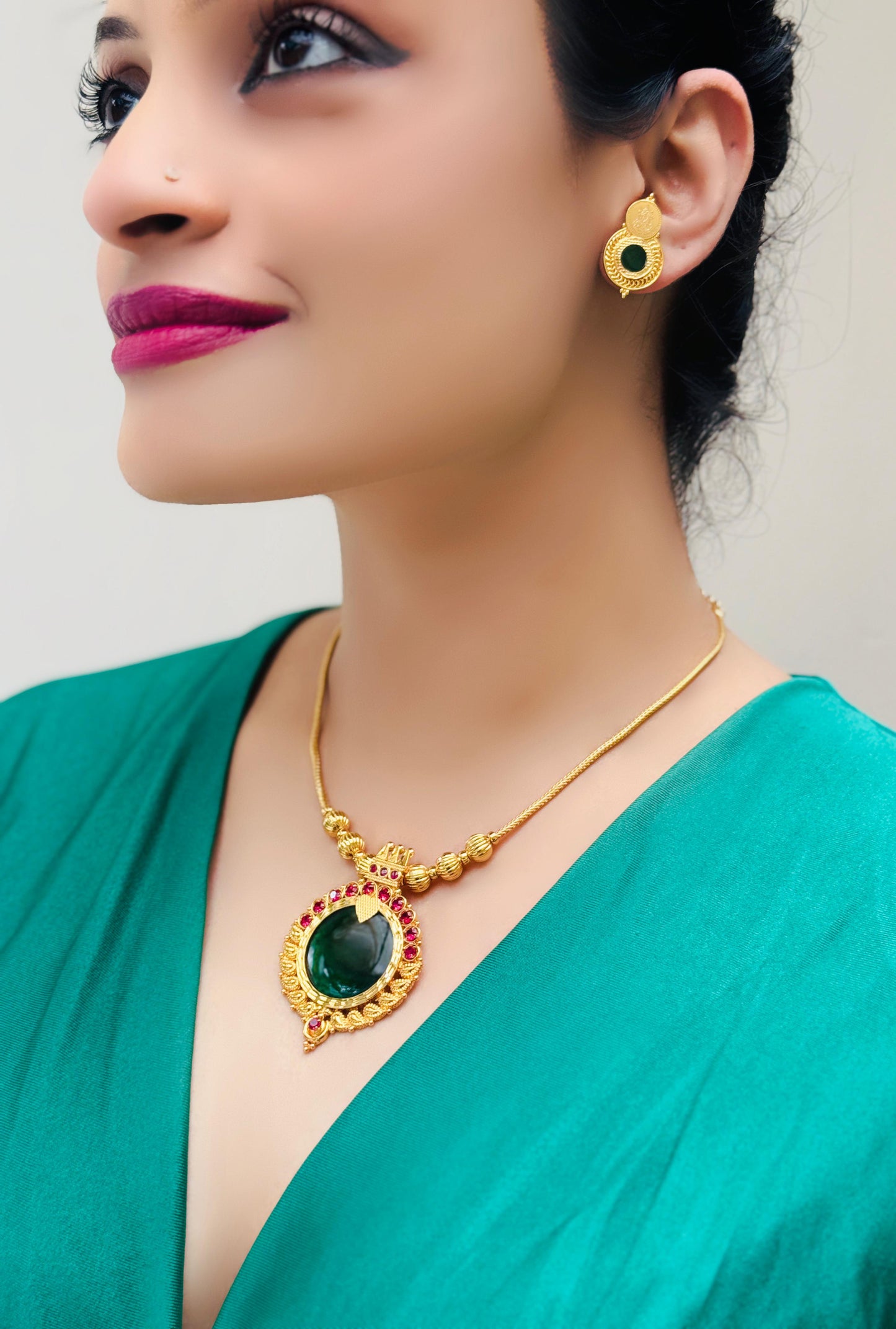 Aranyani 22CT Gold-Plated Palakka Mala with Matching Earrings