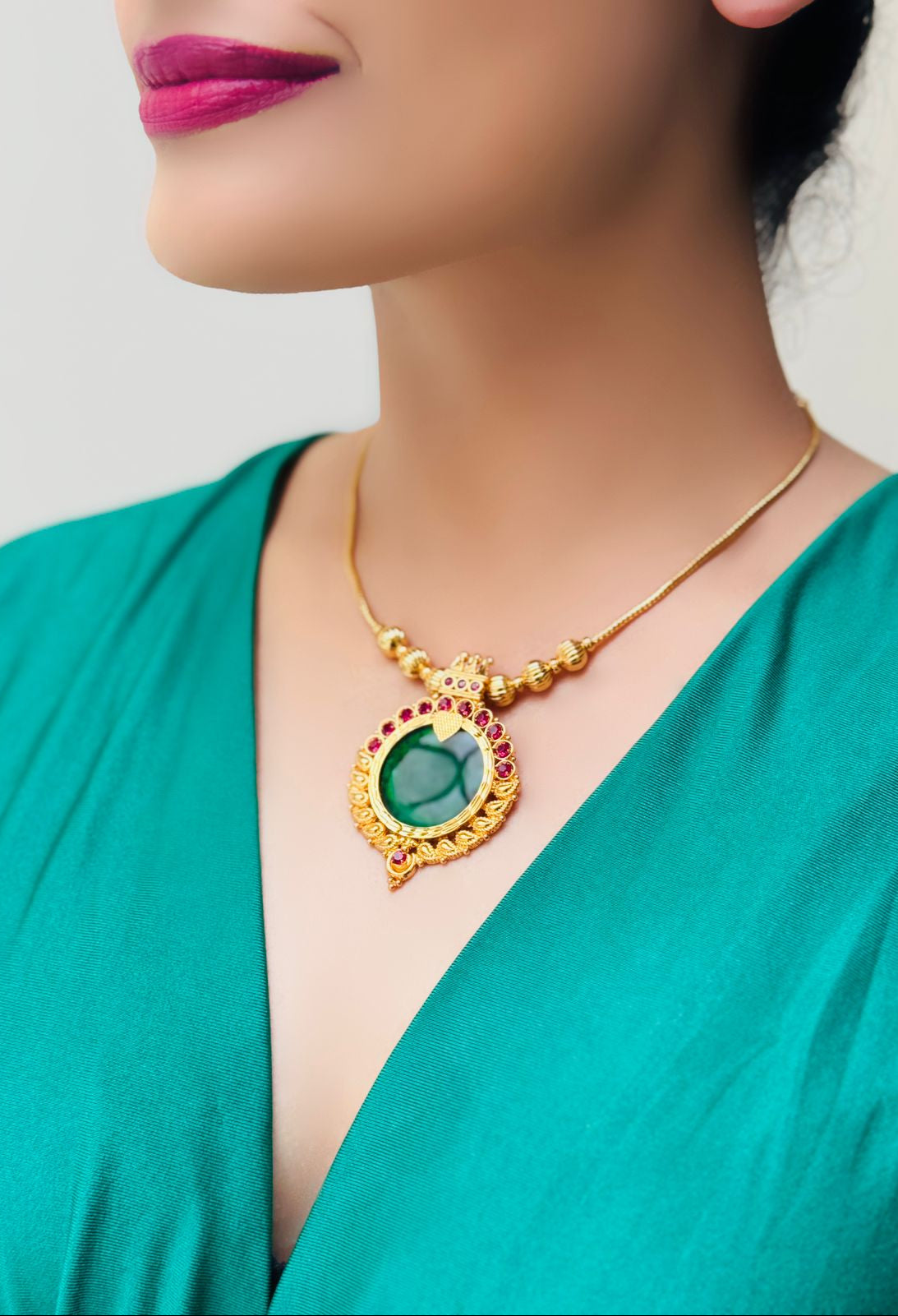 Aranyani 22CT Gold-Plated Palakka Mala with Matching Earrings