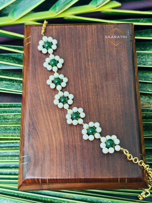 Playful and Charming Radha Rani Real Jade and Pearl Handcrafted Choker