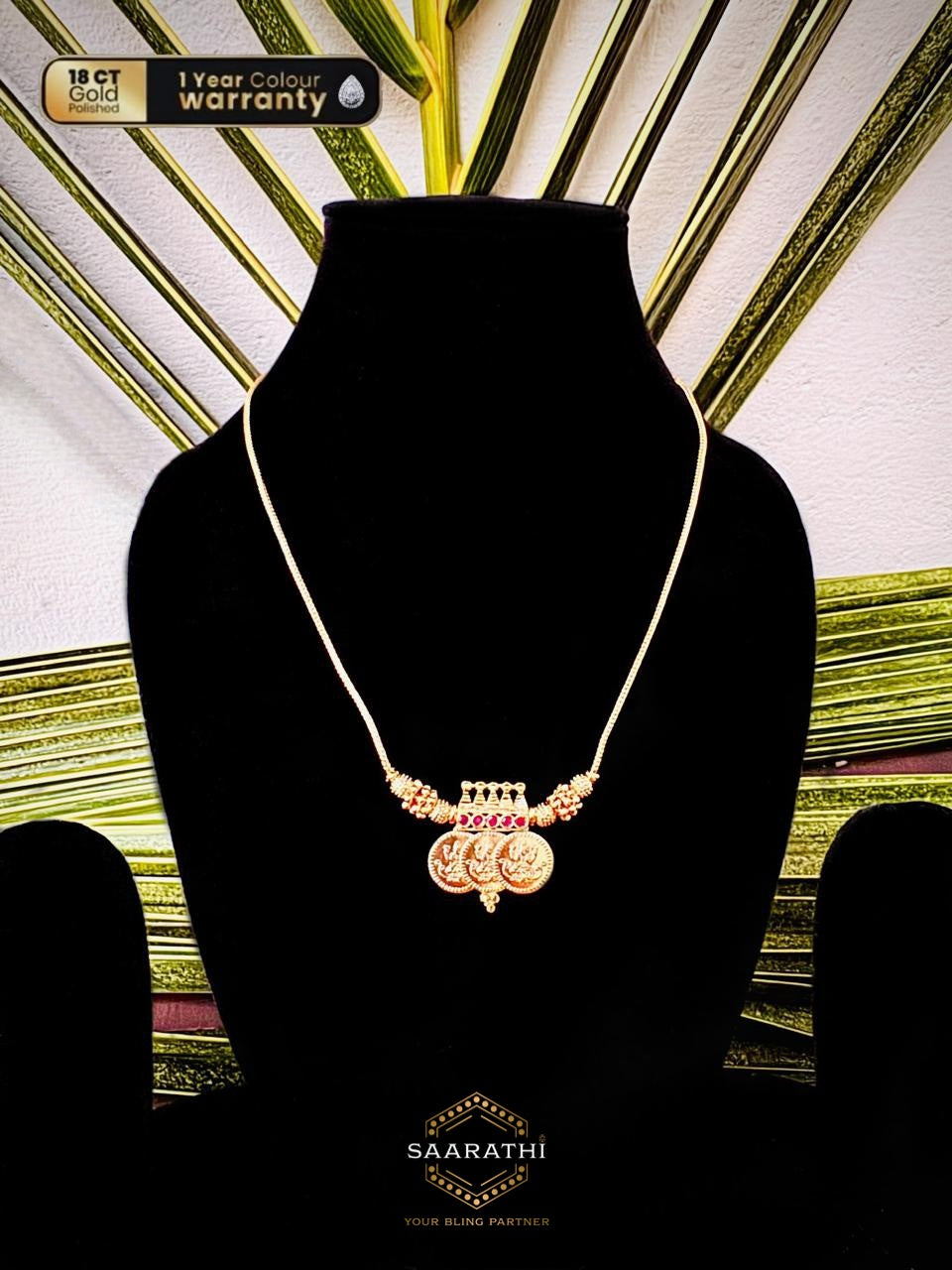 Trini 18 CT Gold-Plated Kaashumala/Coin Necklace with a Rope Chain