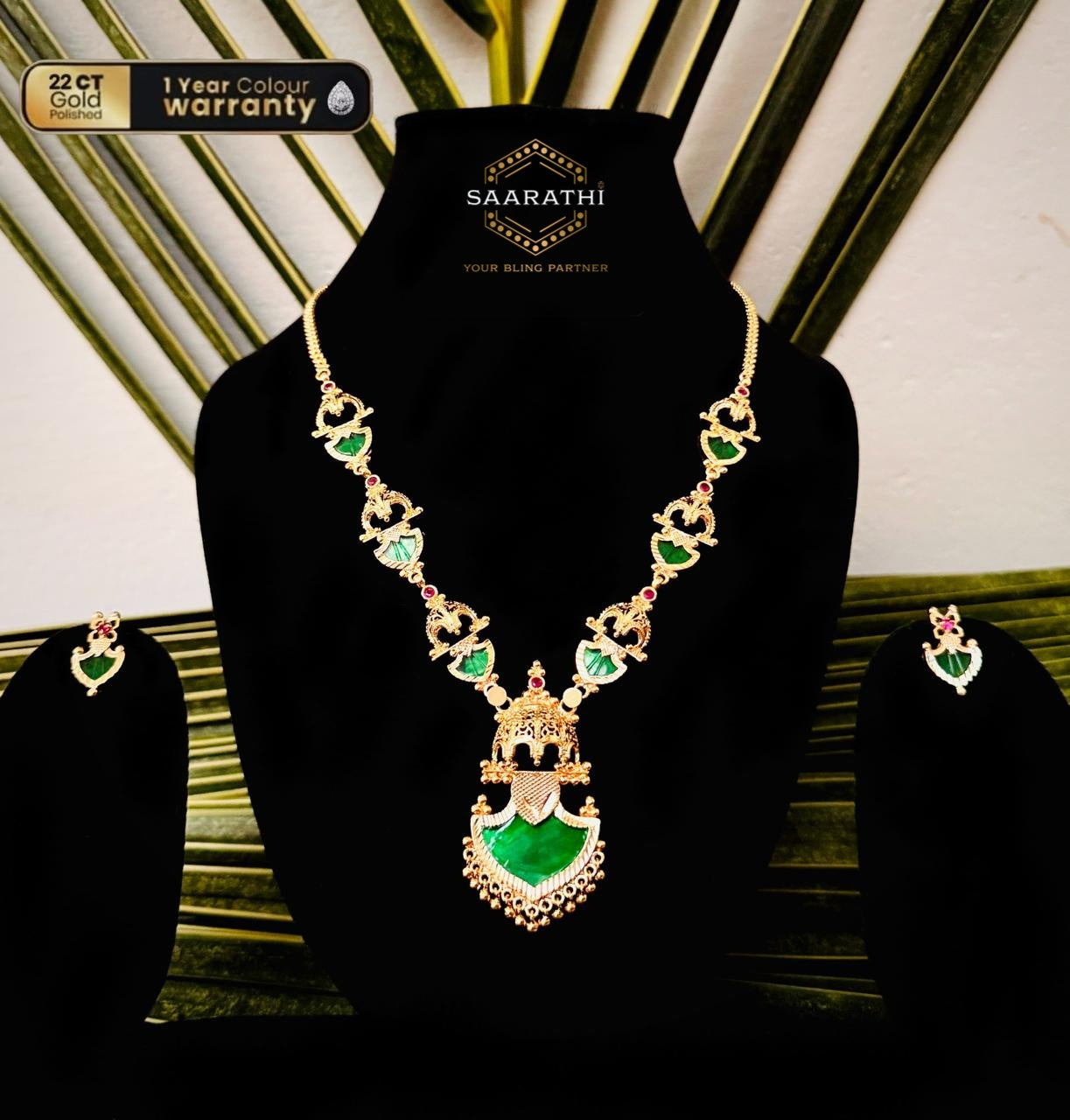 Sublime 22CT Gold-Plated Varalakshmi Palakka Set with Chhatra Design