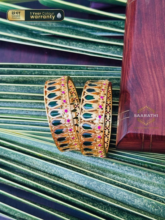 Upananda 22CT Gold-Plated Heavy Nagapadam Showstopper Bangles