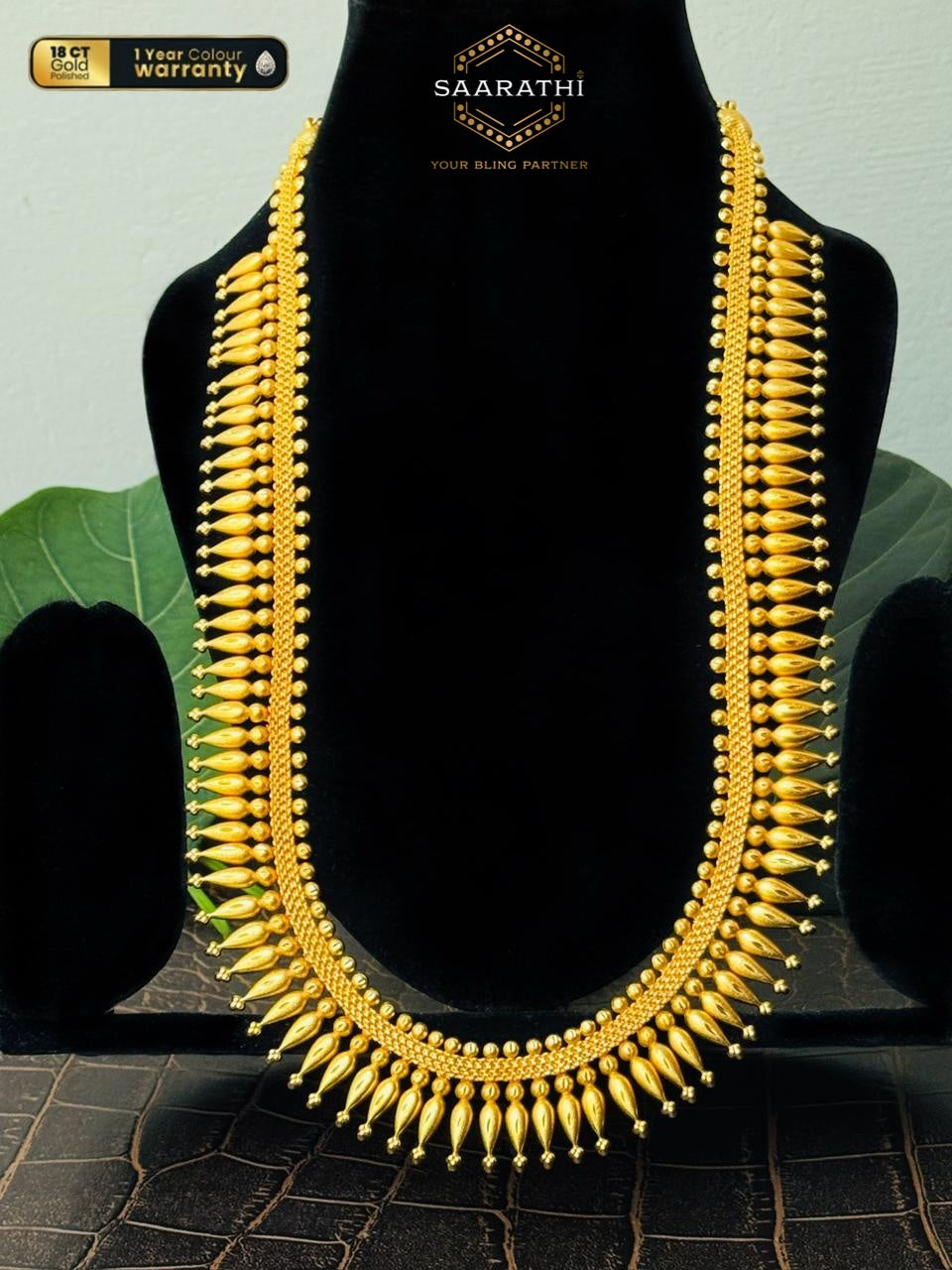 Sisira 18CT Gold-Polished Mullamottu Haram Necklace in Stunning Matte Gold Finish