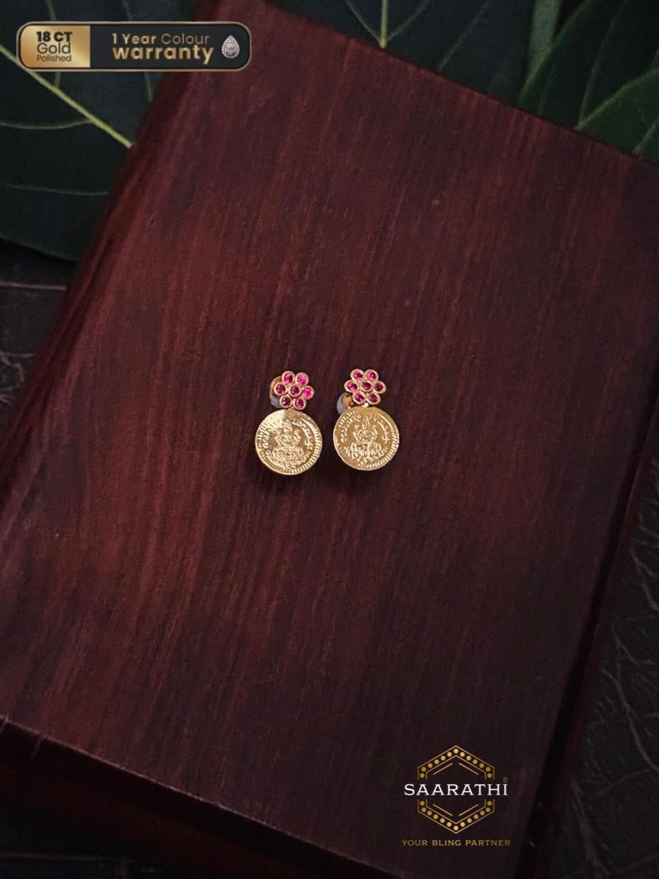 Lakshmi Vardaan 18 CT Gold-Polished Coin Studs