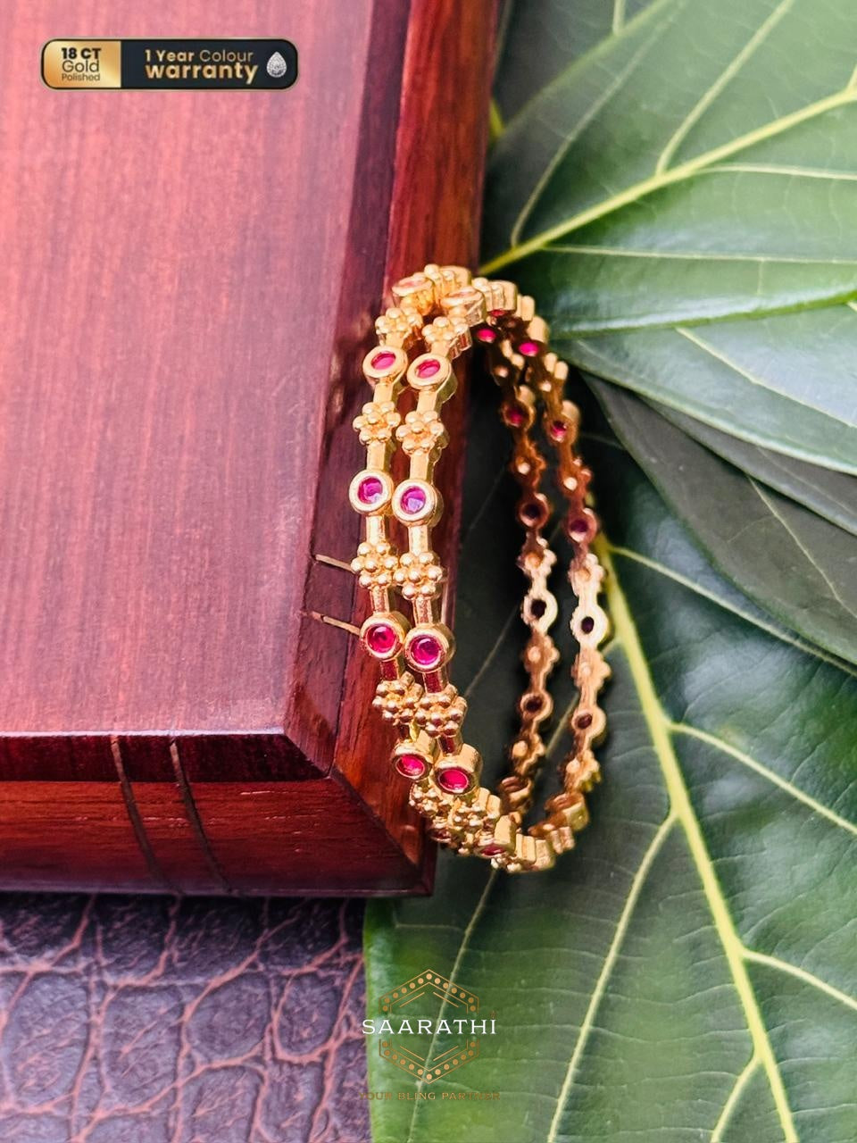 Chithhi 18CT Gold-Polished Stackable Bangles