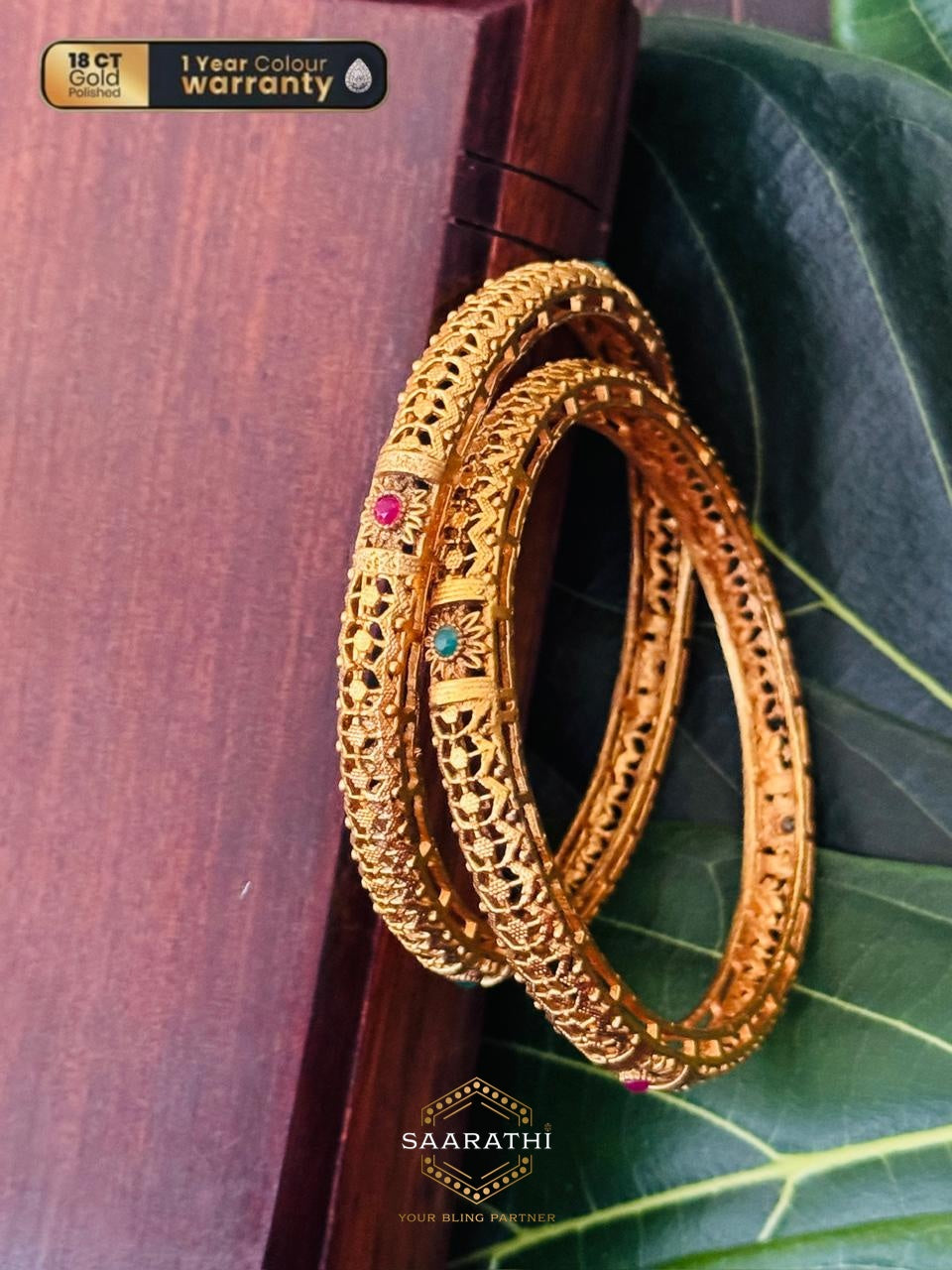 Sharadha 18CT Gold-Polished Bangle Set