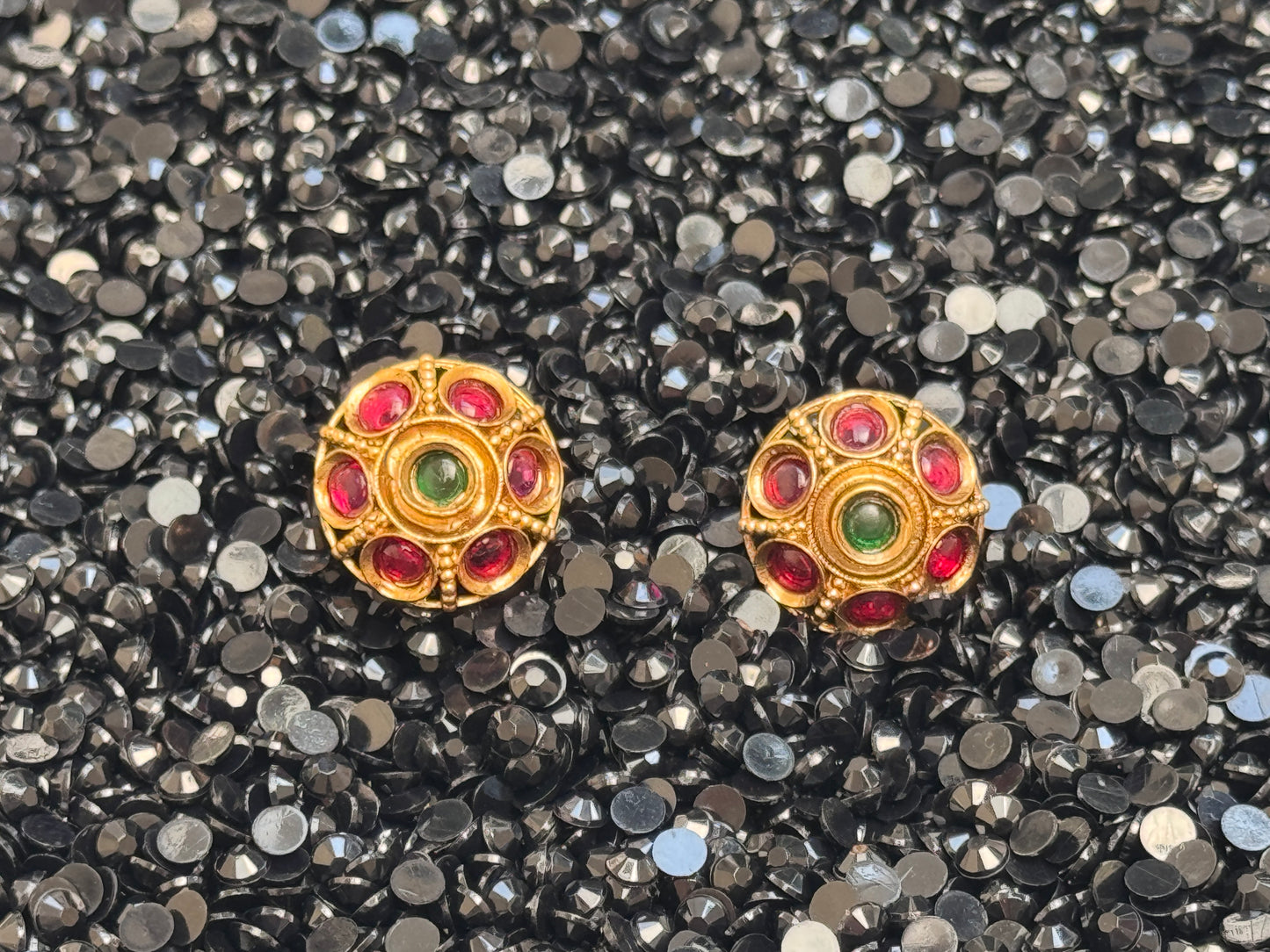 Lakshmi Motif Coin Necklace with intricate round Studs