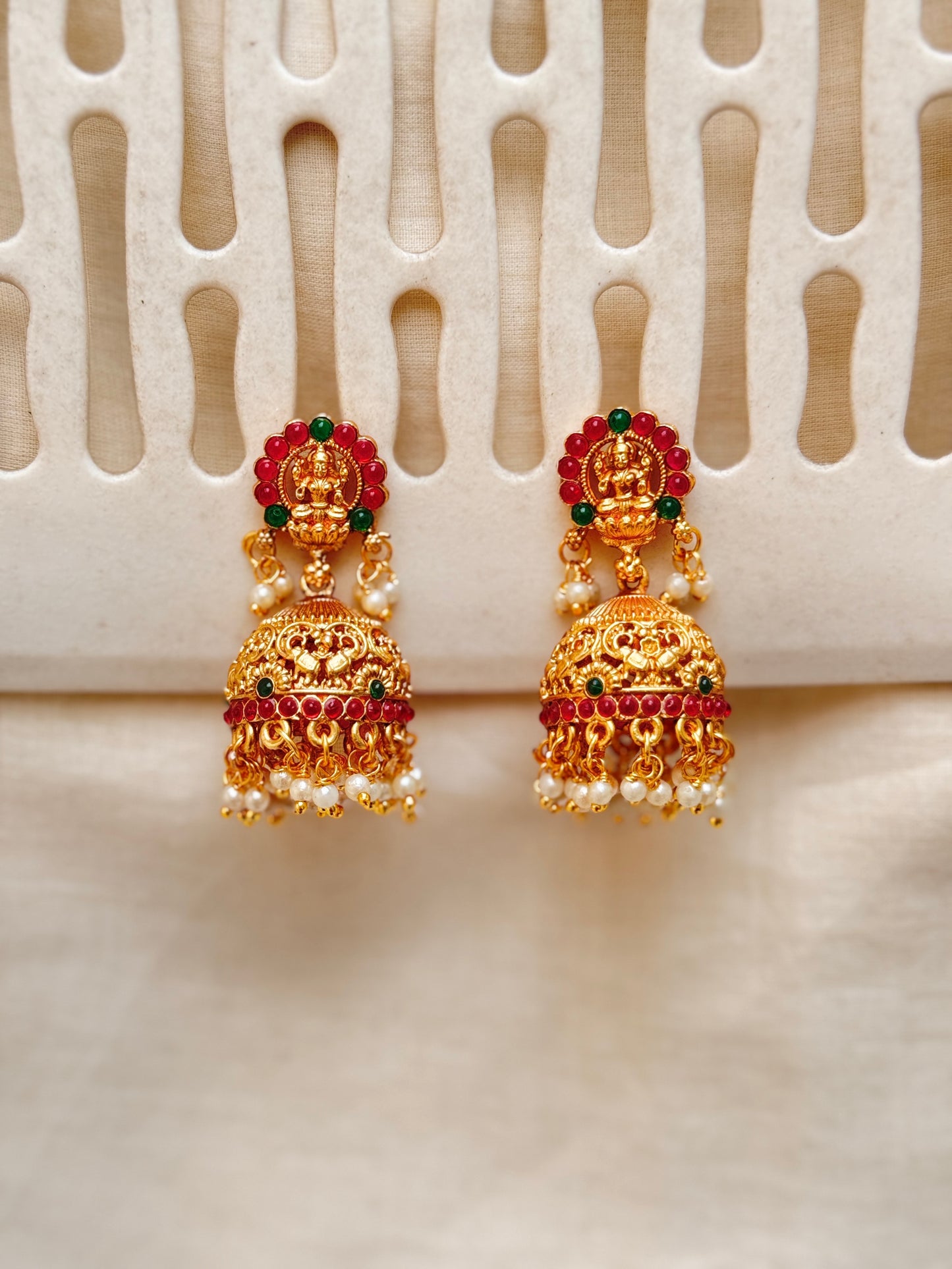 Divine Laxmi double Haram Rice Pearl Necklace set