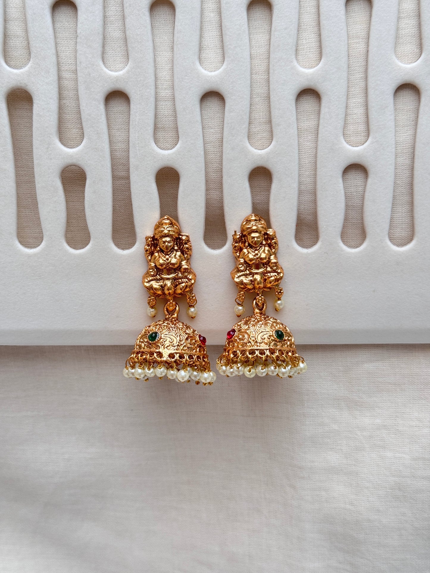Ambuja Jhumkis with Pearl beads