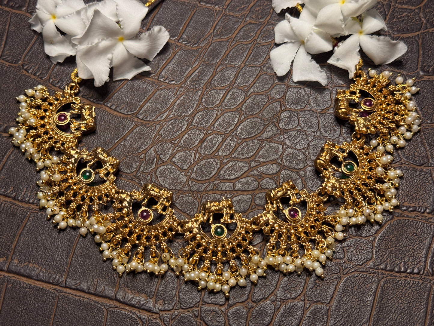 Chandrakala Pearl and Gold Necklace set