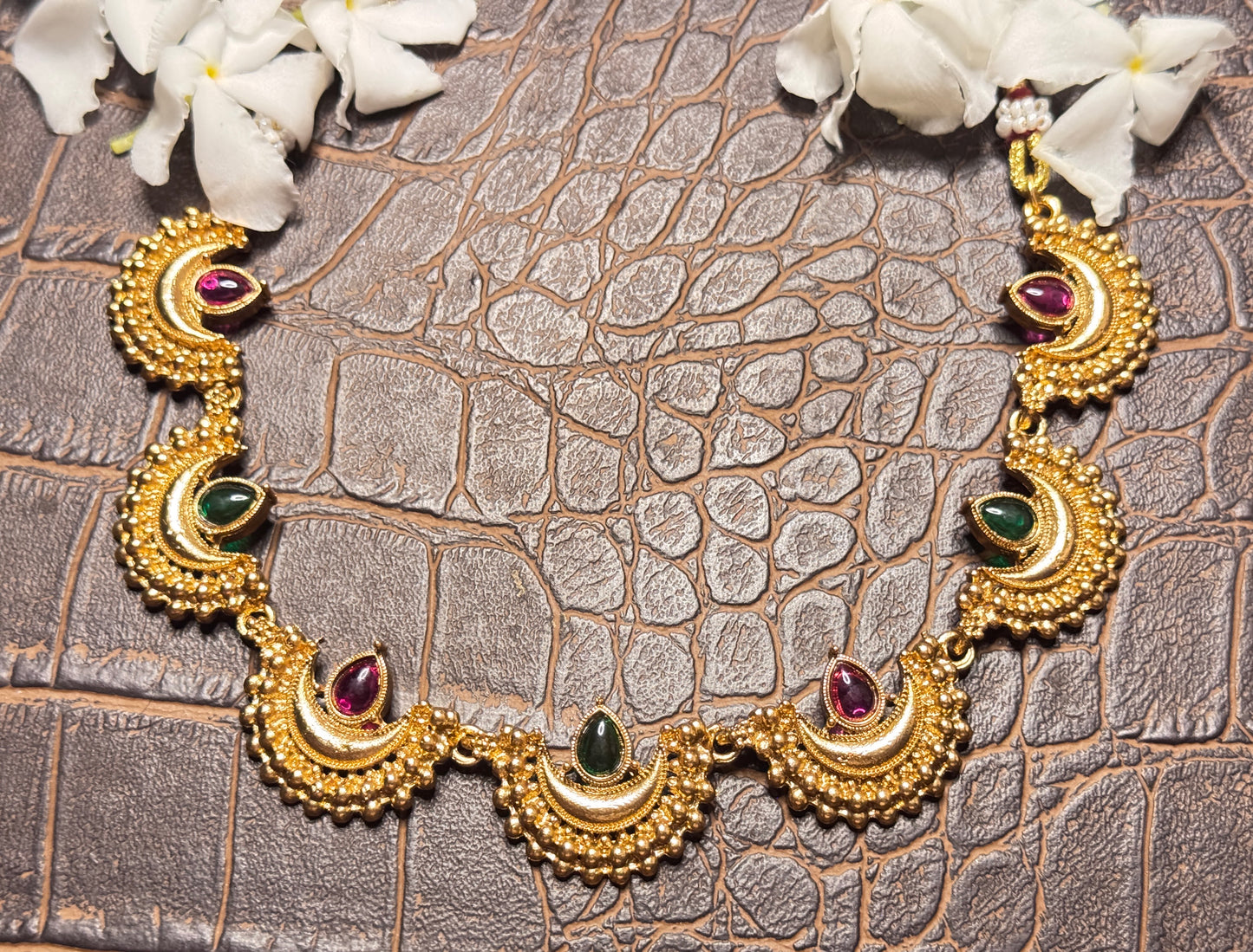 Elegant Deepam Necklace set with Studs