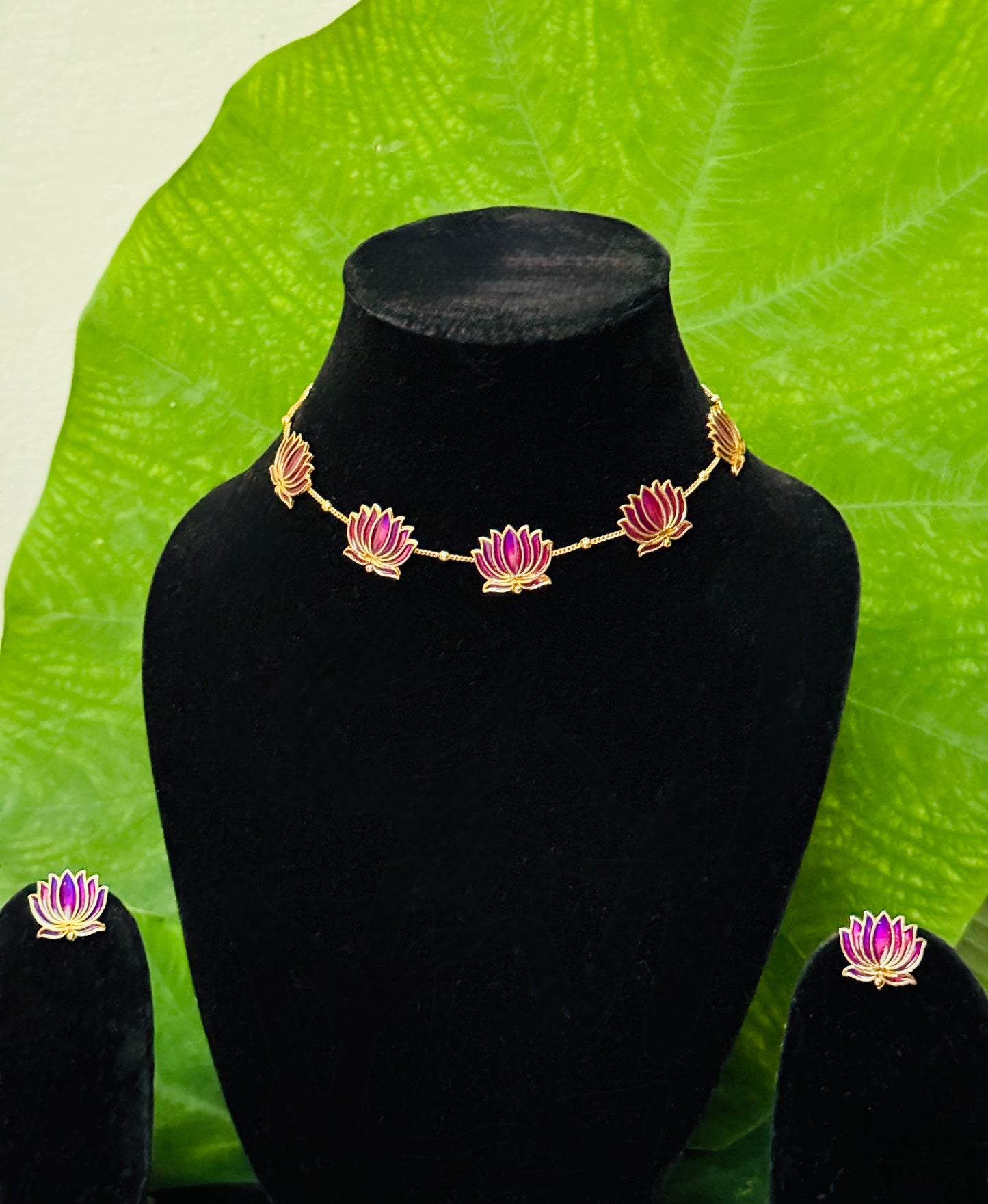 Narayani 18 CT Gold-Plated Pushp Purple Pink Choker