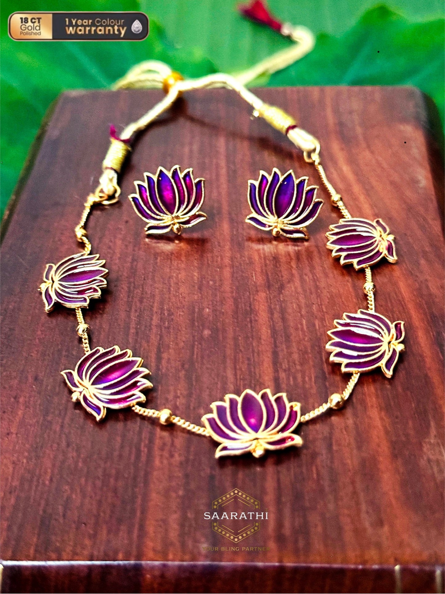 Narayani 18 CT Gold-Plated Pushp Purple Pink Choker