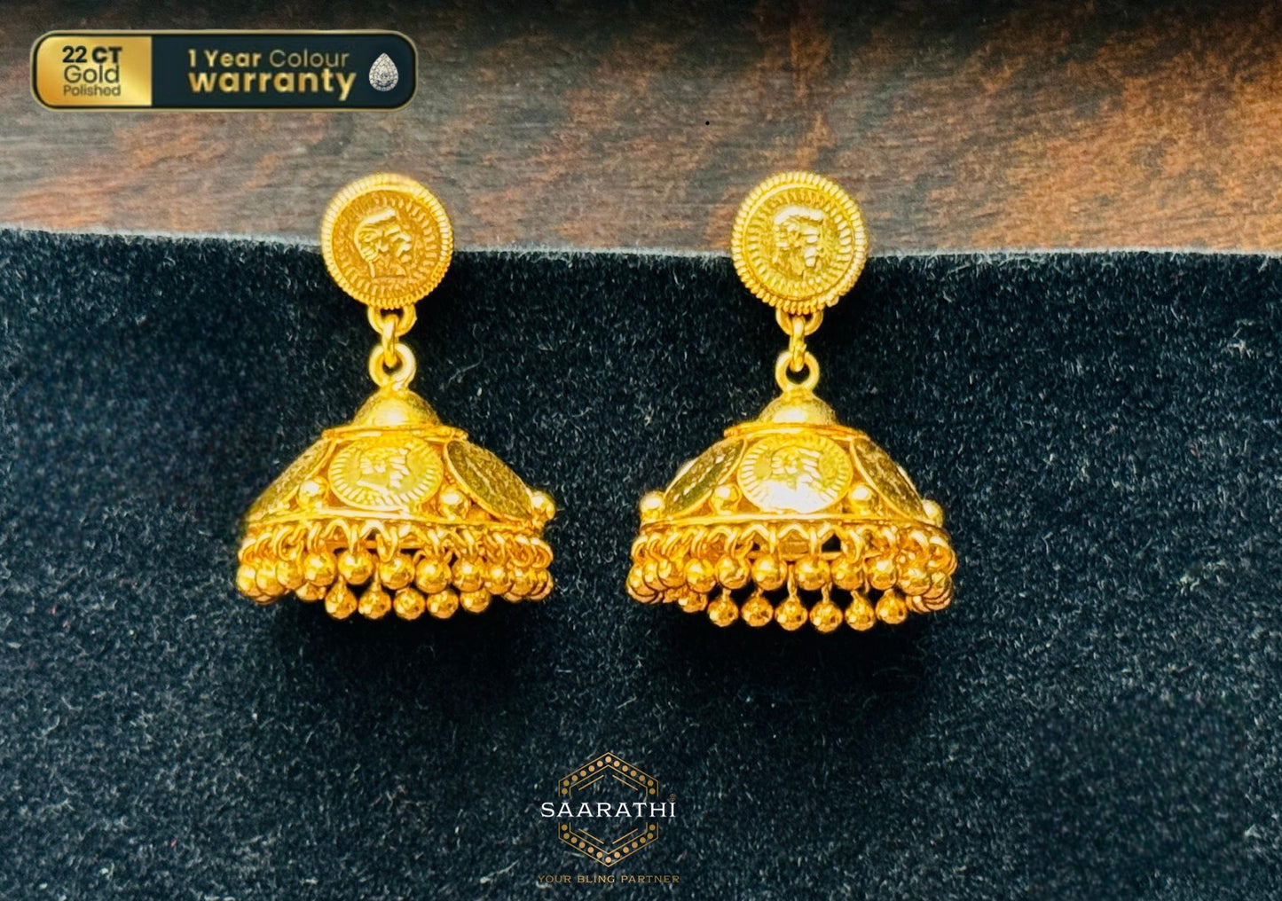 22 CT Gold-Plated Kaashu Jimiki Earrings