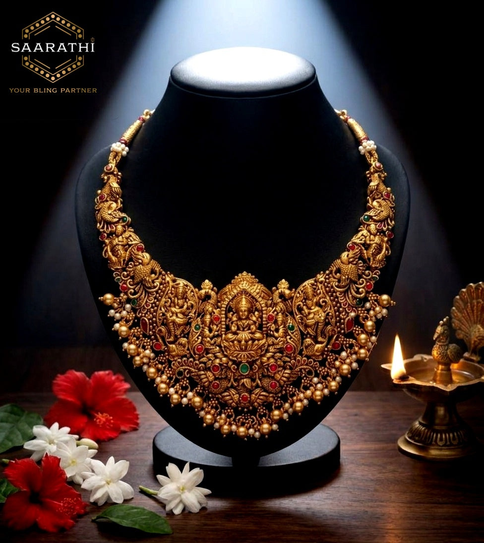 Antique Gold-Toned Lakshmi Necklace