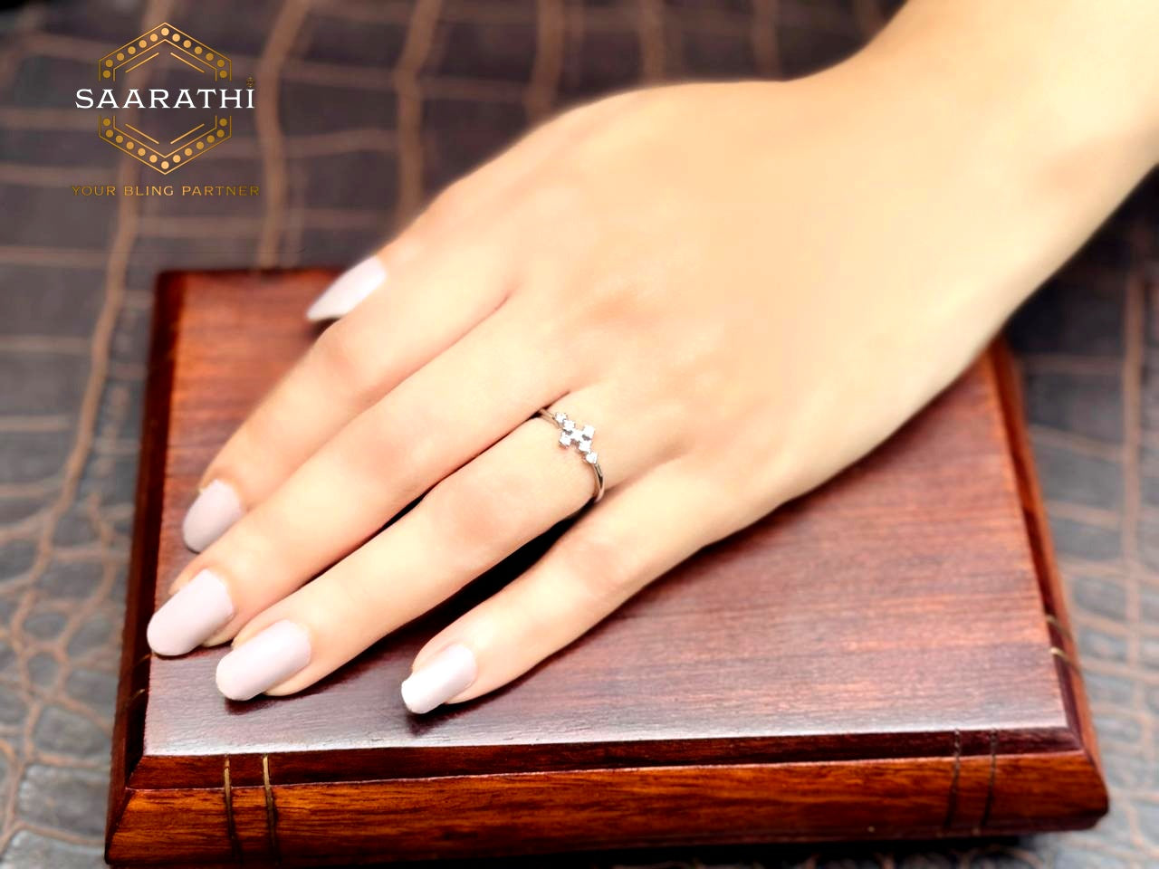 925 Silver CZ-Studded Abstract Cluster Ring