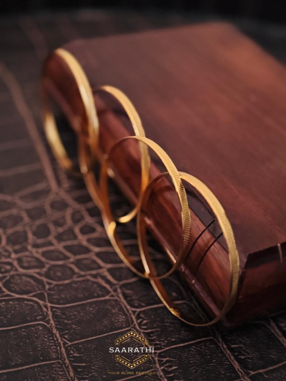 18CT Gold-Polished Bangles- Set of 4