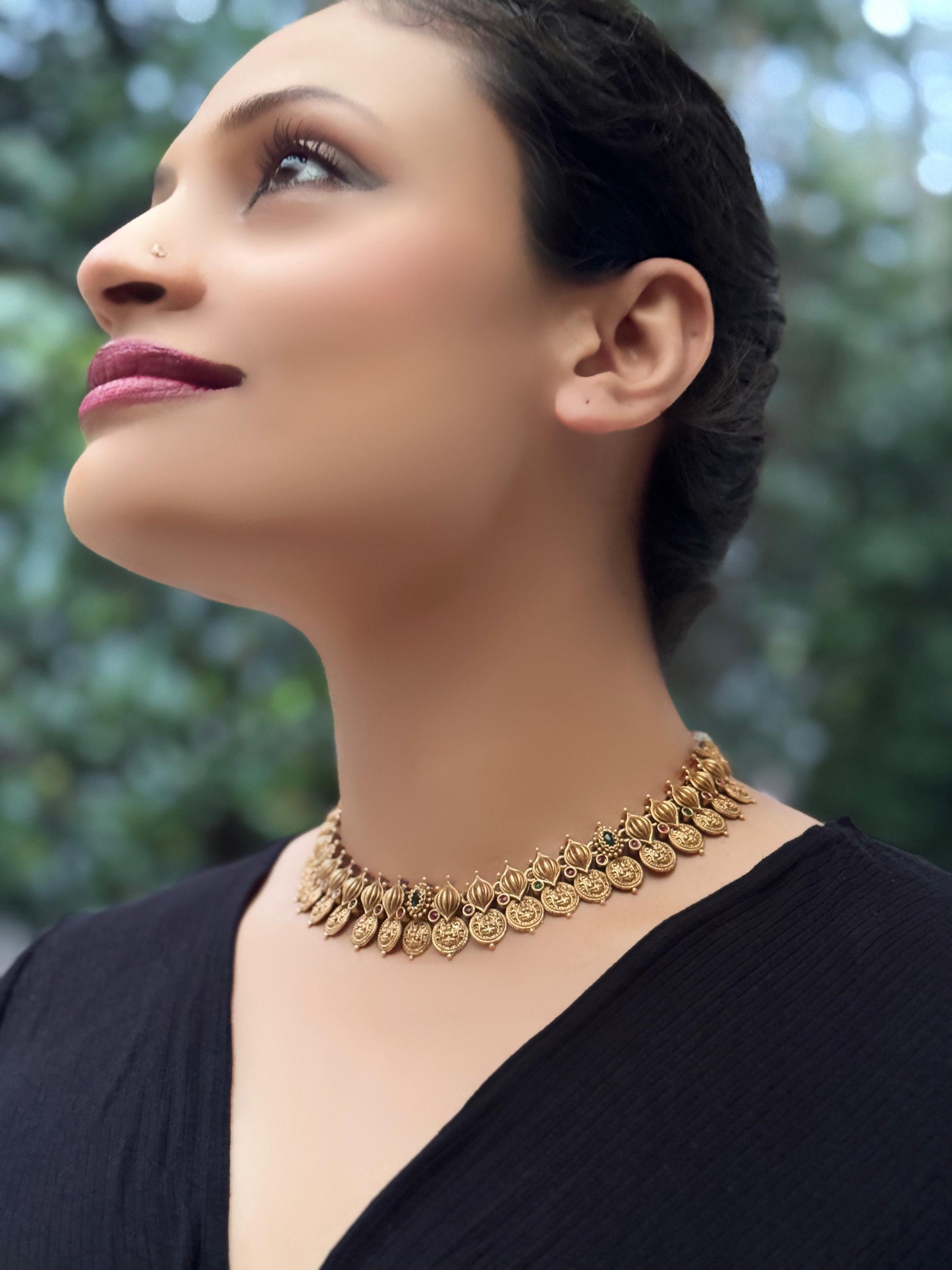 Sublime Krishnapriya 18 CT Gold-Plated Antique-finish Kaashu Mala