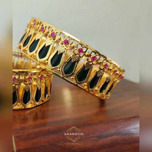 Upananda 22CT Gold-Plated Heavy Nagapadam Showstopper Bangles