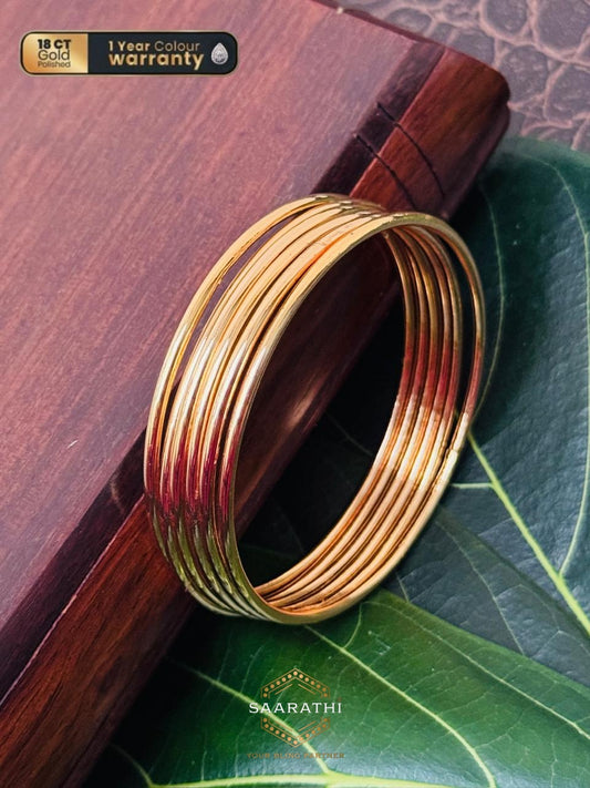 Thappi 18CT Gold-Polished Stackable Bangles