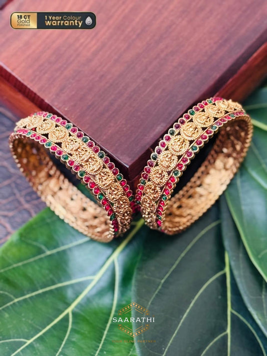 Sri Devi 18CT Gold-Polished Coin Bangle Set