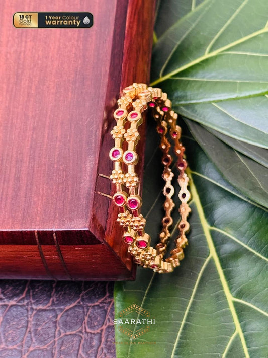 Chithhi 18CT Gold-Polished Stackable Bangles