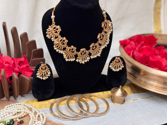 Chandrakala Pearl and Gold Necklace set