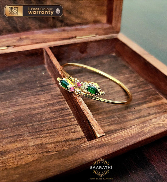 Delicately Crafted 18 CT Gold-Plated Green Nagapadam Wrapped Kada