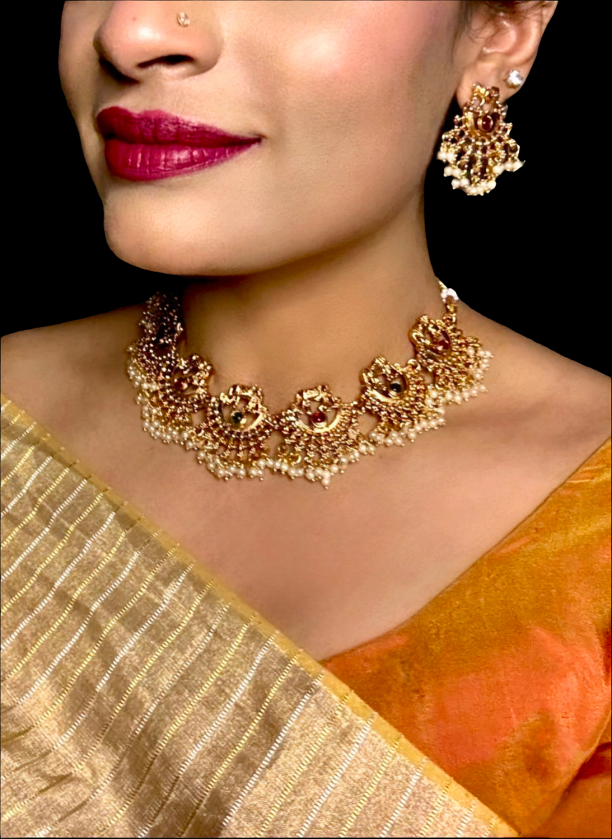 Chandrakala Pearl and Gold Necklace set