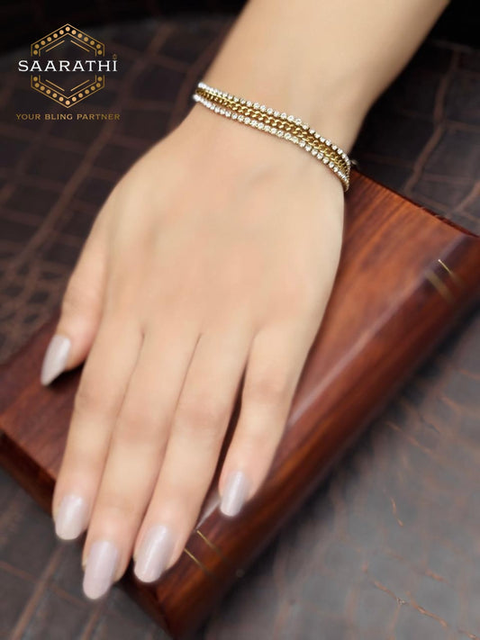 Layered CZ-Studded Stainless Steel Bracelet
