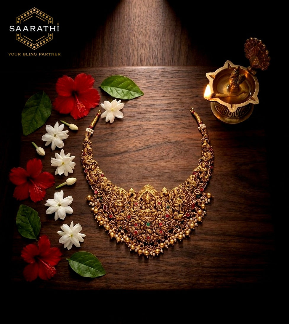 Antique Gold-Toned Lakshmi Necklace