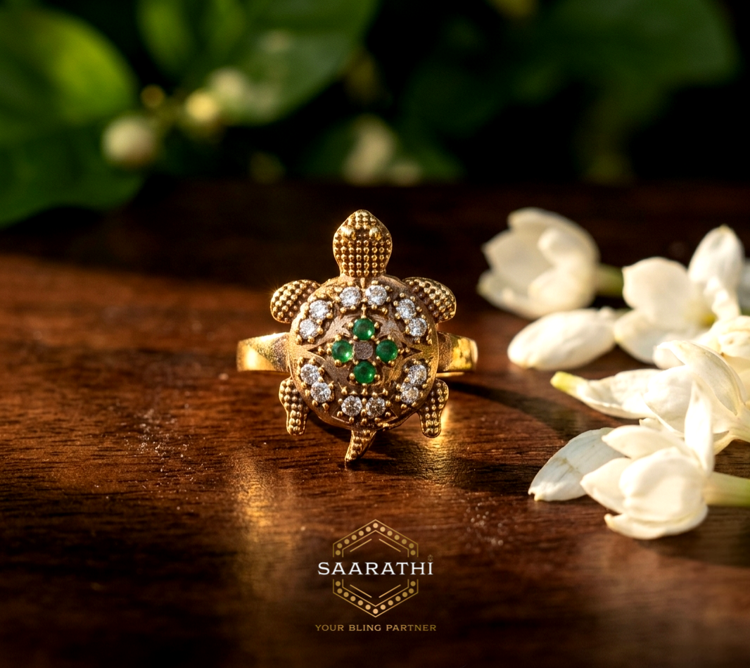 Gold-Toned Panchaloham Turtle Ring