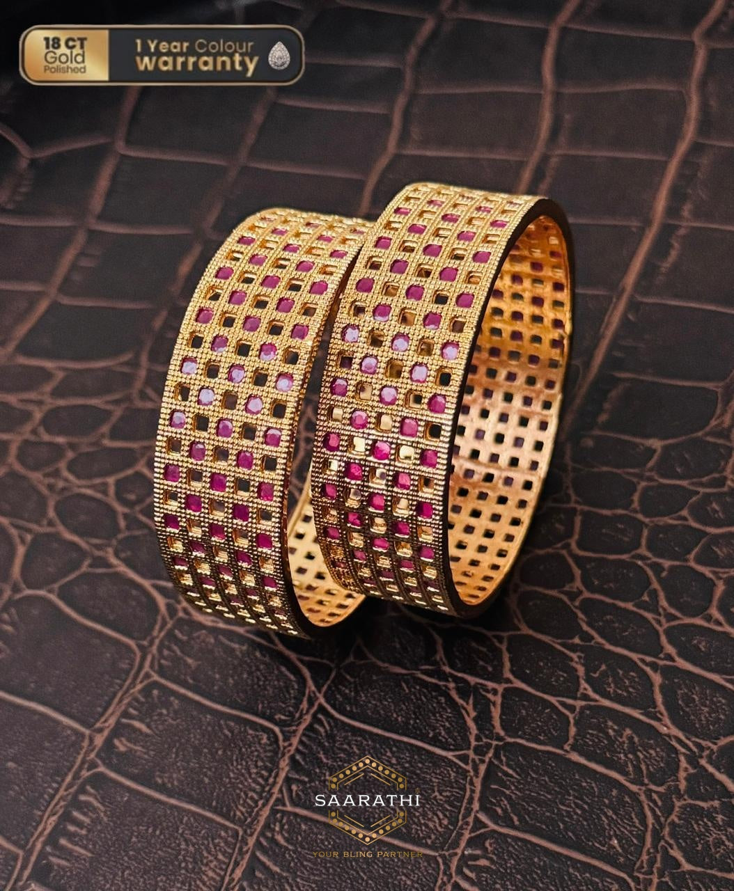 Stunning 18CT Gold-Polished Bangles