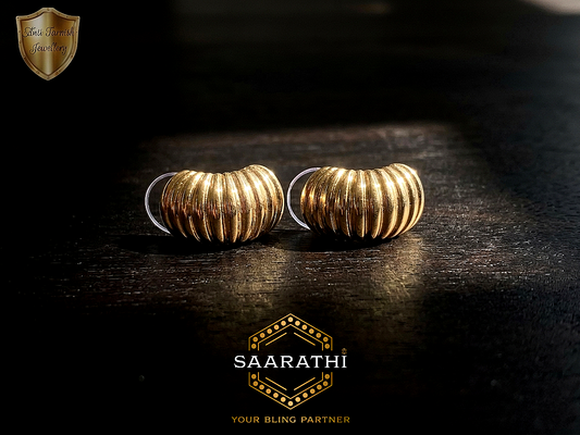 Gold-Toned Anti-Tarnish Ribbed Croissant Earrings