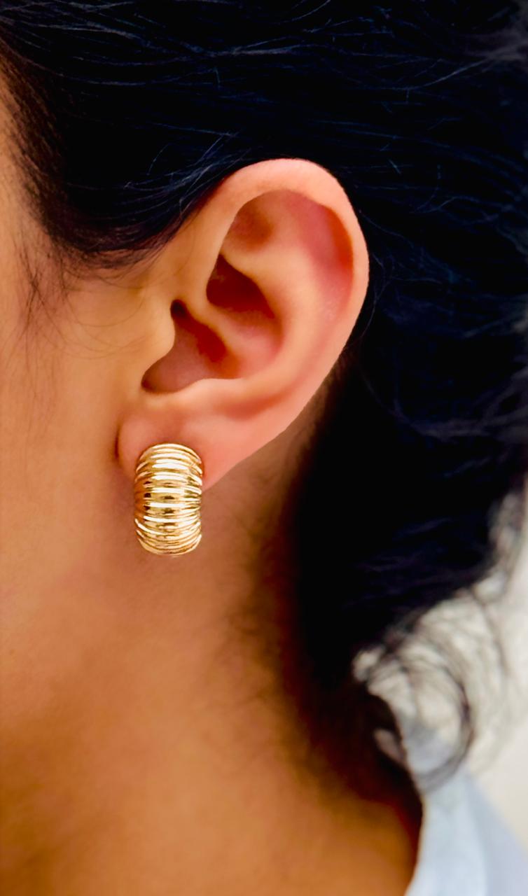 Gold-Toned Anti-Tarnish Ribbed Croissant Earrings