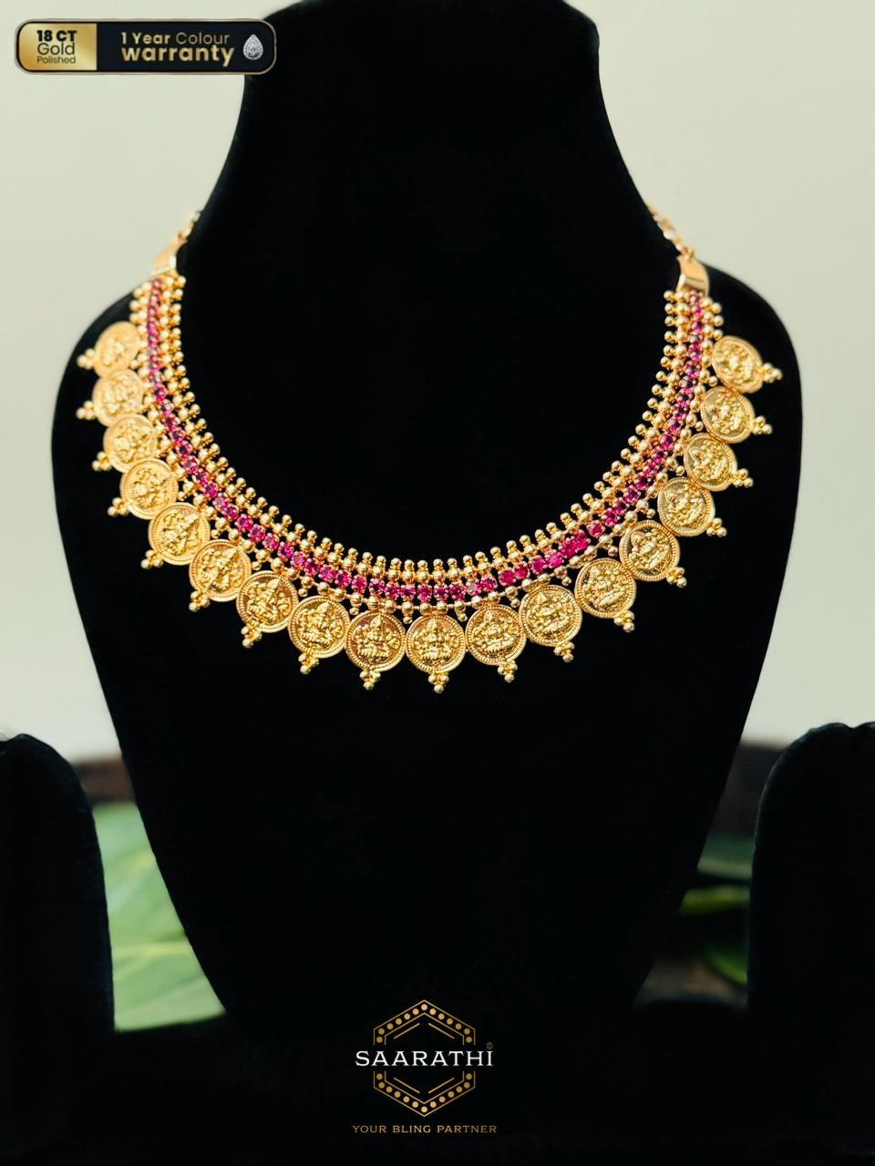 Lavanya 18 CT Gold-Polished  Lakshmi Coin Necklace