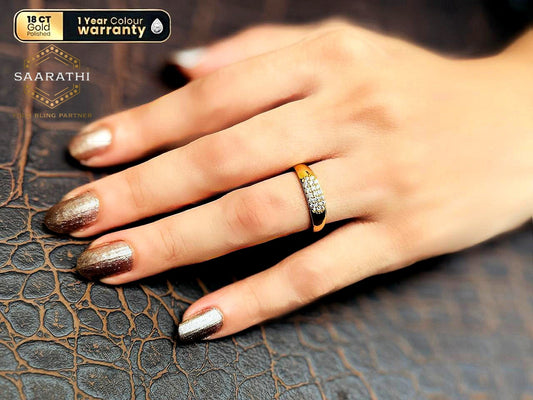 Classic 18CT Gold-Polished Pavé- Set Band Ring