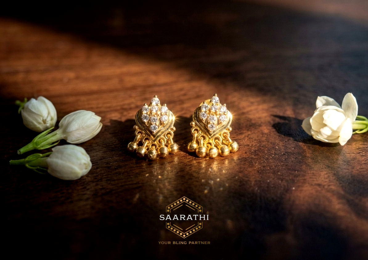 18CT Gold-Polished White CZ Stud Earrings