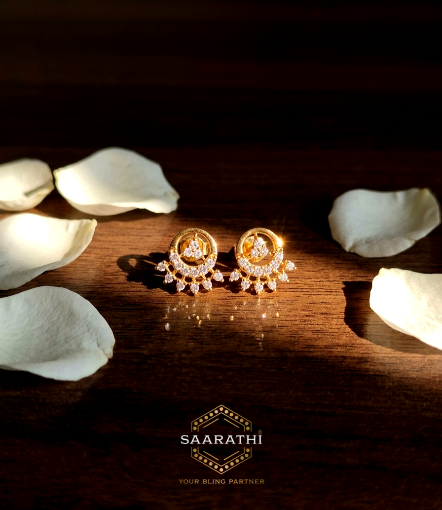 18CT Gold-Polished White CZ Stud Earrings