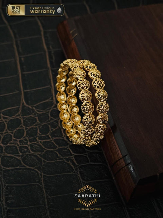 Ornate 18CT Gold-Polished Bangles