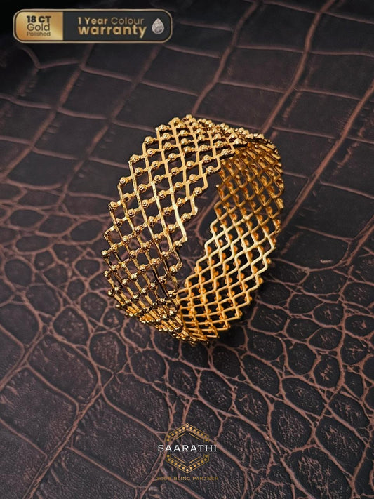 18CT Gold-Polished Net Bangle