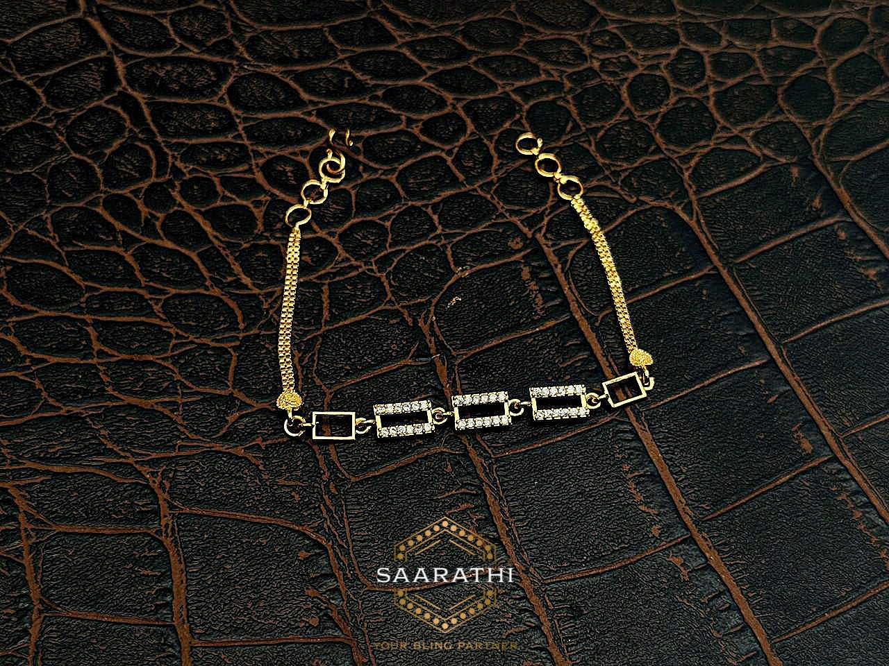 Geometric CZ-Studded Gold-toned Contemporary Bracelet
