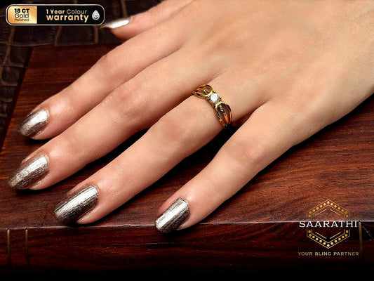 18CT Gold-Polished Marquise-Style Solitaire Statement Ring