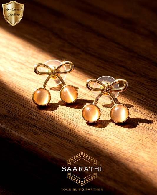 Gold-Toned Anti-Tarnish Minimalist Bow Stud Earrings