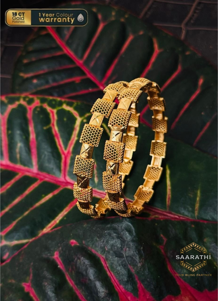 Intricate 18CT Gold-Polished Bangles