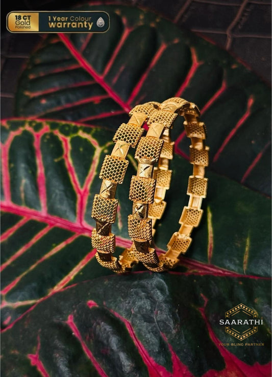 Intricate 18CT Gold-Polished Bangles