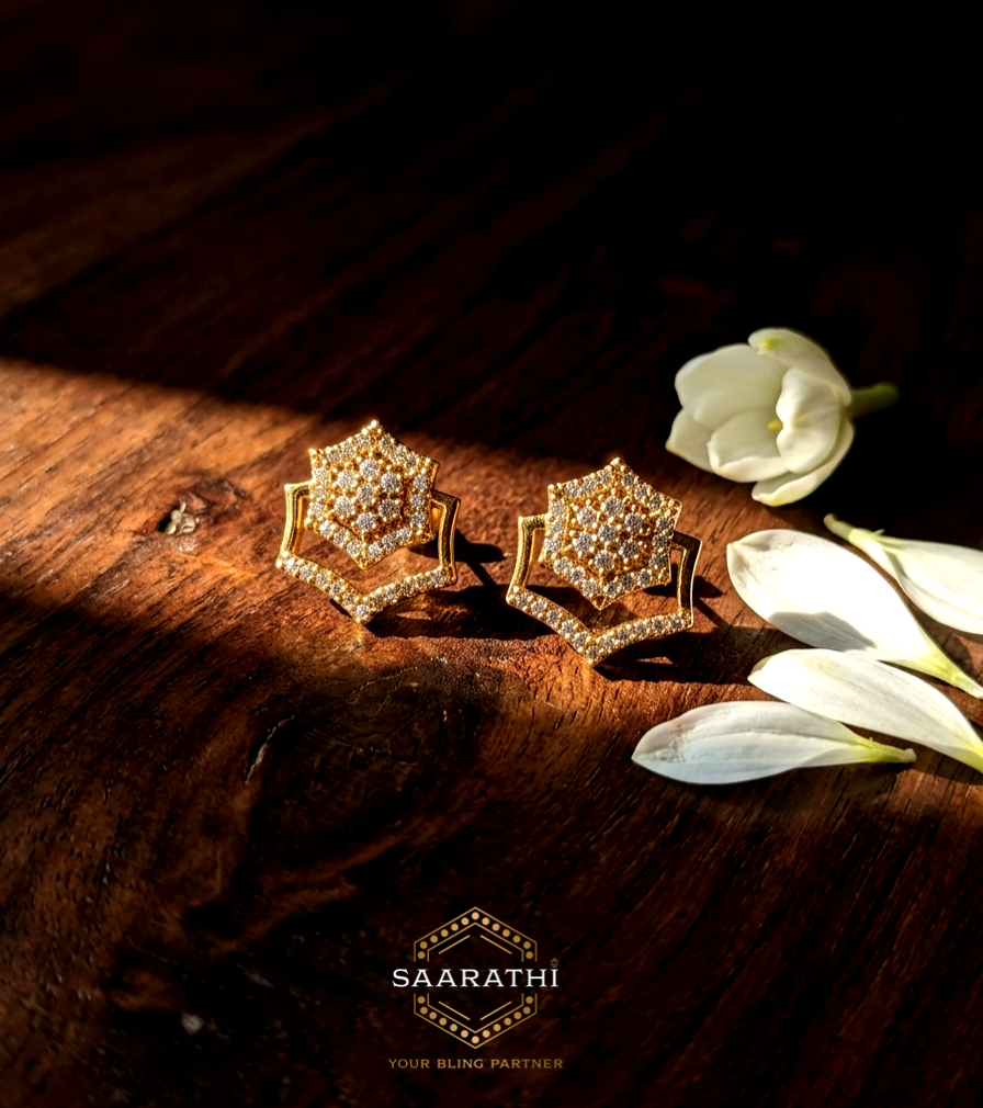 18CT Gold-Polished CZ Stud Earrings